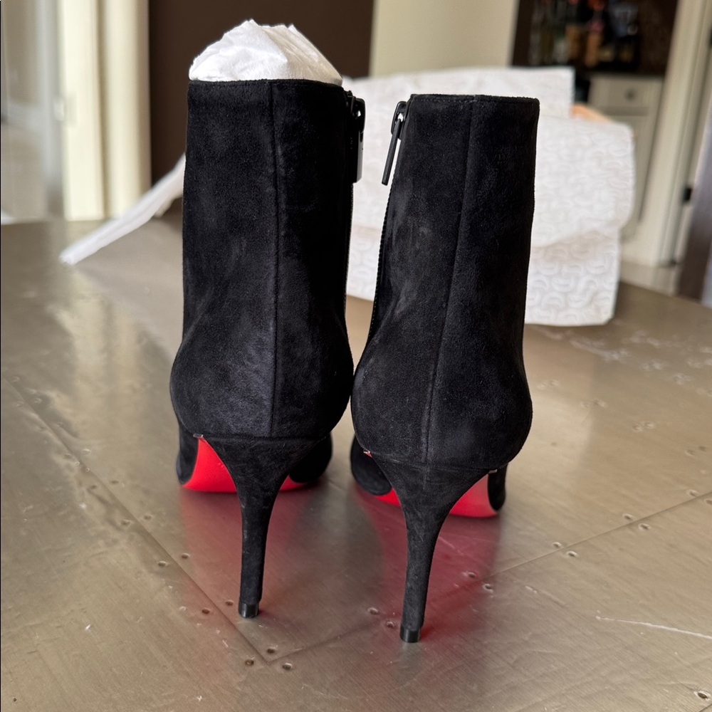 Christian Louboutin so apostropha black suede boot booty 80mm stiletto sz 37.5 - Picture 6 of 10